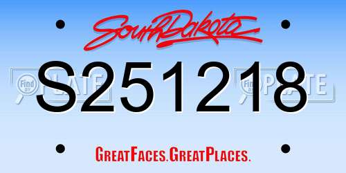 S251218 South Dakota License Plate