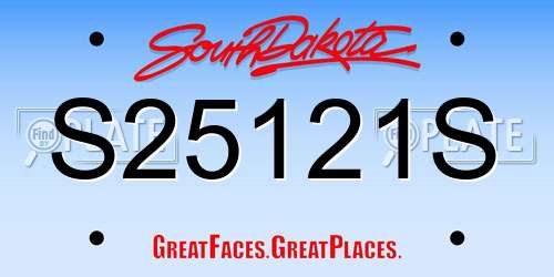 S25121S South Dakota License Plate