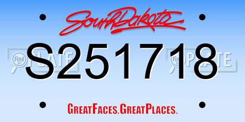 S251718 South Dakota License Plate