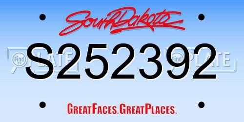 S252392 South Dakota License Plate