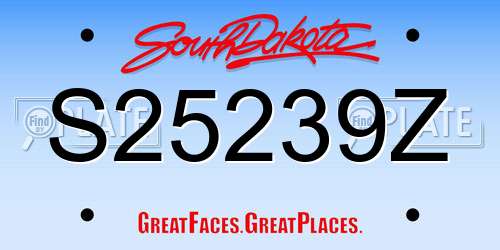 S25239Z South Dakota License Plate
