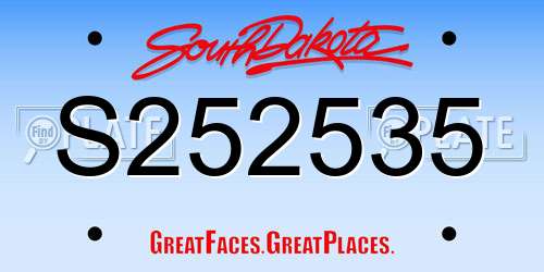 S252535 South Dakota License Plate