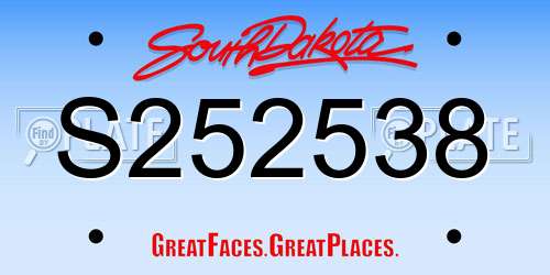 S252538 South Dakota License Plate