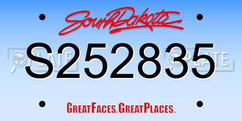 S252835 South Dakota License Plate