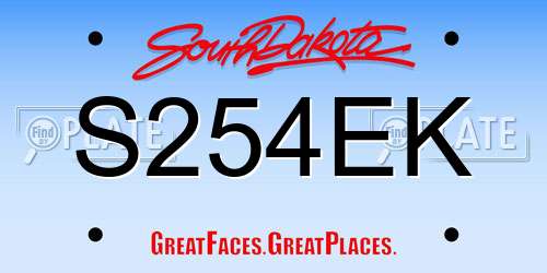 S254EK South Dakota License Plate