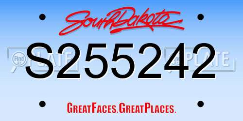 S255242 South Dakota License Plate