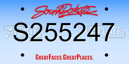 S255247 South Dakota License Plate