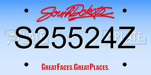 S25524Z South Dakota License Plate