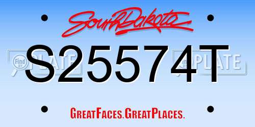 S25574T South Dakota License Plate