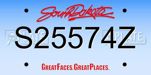 S25574Z South Dakota License Plate