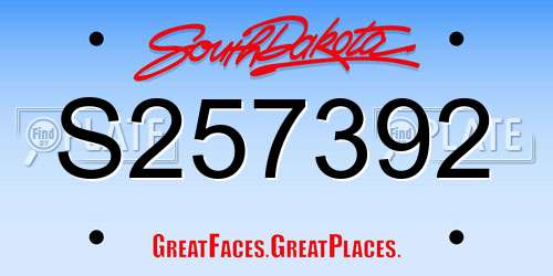 S257392 South Dakota License Plate