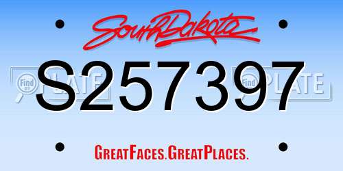 S257397 South Dakota License Plate