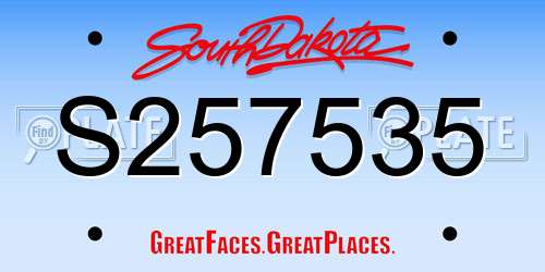 S257535 South Dakota License Plate
