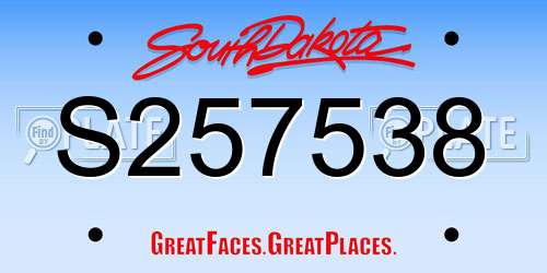 S257538 South Dakota License Plate
