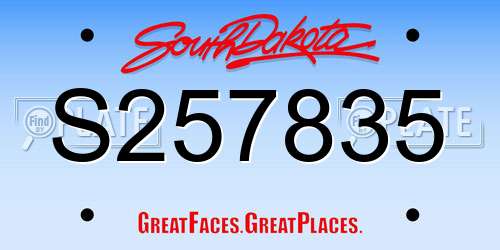S257835 South Dakota License Plate