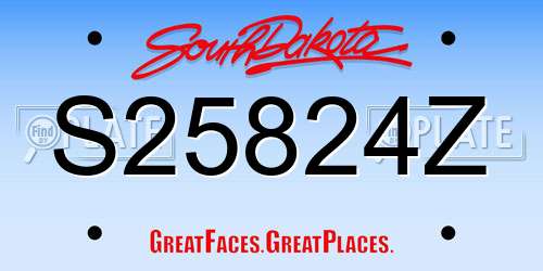 S25824Z South Dakota License Plate