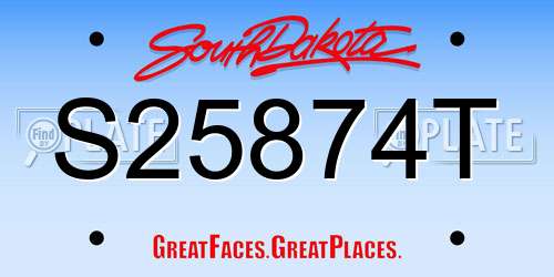 S25874T South Dakota License Plate