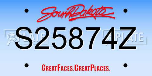 S25874Z South Dakota License Plate