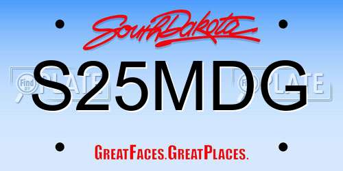 S25MDG South Dakota License Plate
