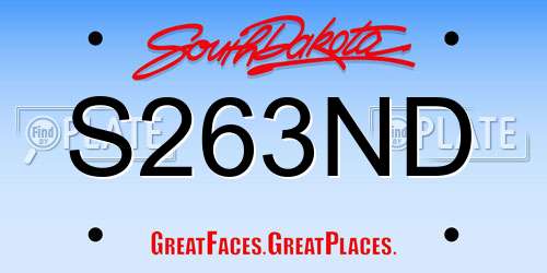 S263ND South Dakota License Plate