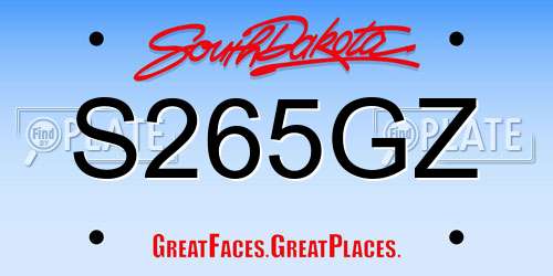 S265GZ South Dakota License Plate