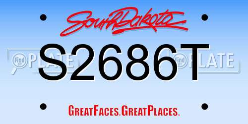 S2686T South Dakota License Plate