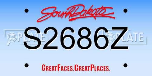 S2686Z South Dakota License Plate