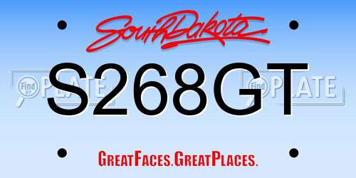S268GT South Dakota License Plate