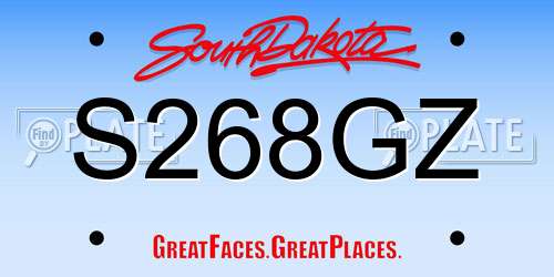 S268GZ South Dakota License Plate