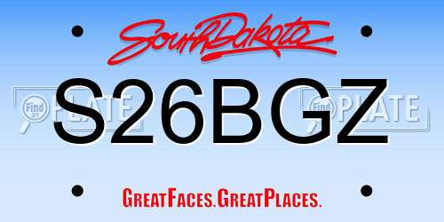 S26BGZ South Dakota License Plate