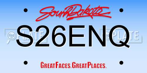 S26ENQ South Dakota License Plate
