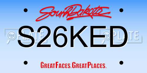 S26KED South Dakota License Plate