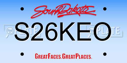 S26KEO South Dakota License Plate