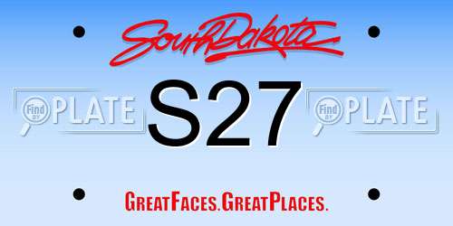S27 South Dakota License Plate