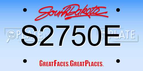S2750E South Dakota License Plate