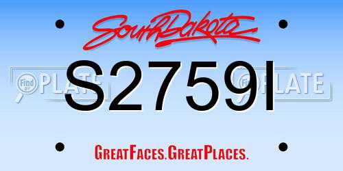 S2759I South Dakota License Plate