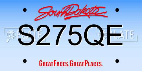 S275QE South Dakota License Plate