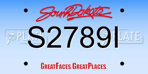 S2789I South Dakota License Plate