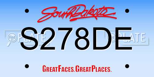 S278DE South Dakota License Plate