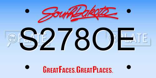 S278OE South Dakota License Plate