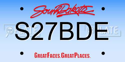 S27BDE South Dakota License Plate