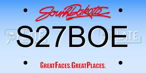 S27BOE South Dakota License Plate