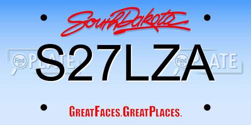 S27LZA South Dakota License Plate
