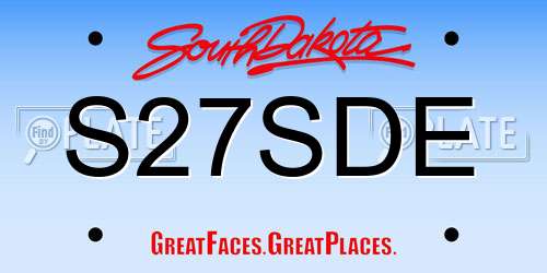 S27SDE South Dakota License Plate