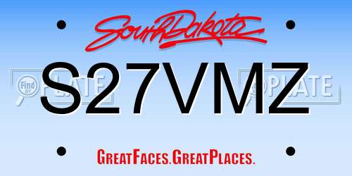 S27VMZ South Dakota License Plate
