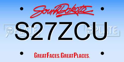 S27ZCU South Dakota License Plate