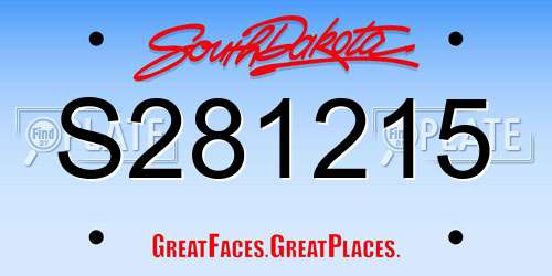 S281215 South Dakota License Plate