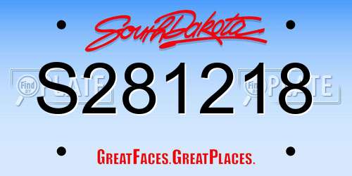 S281218 South Dakota License Plate