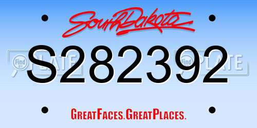 S282392 South Dakota License Plate
