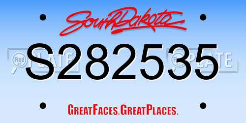 S282535 South Dakota License Plate